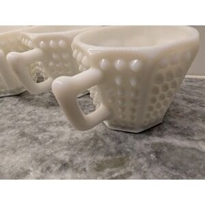 Vintage Hobnail small white milk glass Cups, Set Of 2